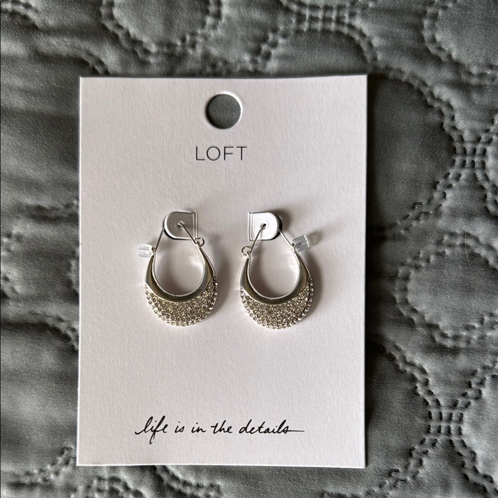 Brand New Silver rhinestone Loop Loft Earrings